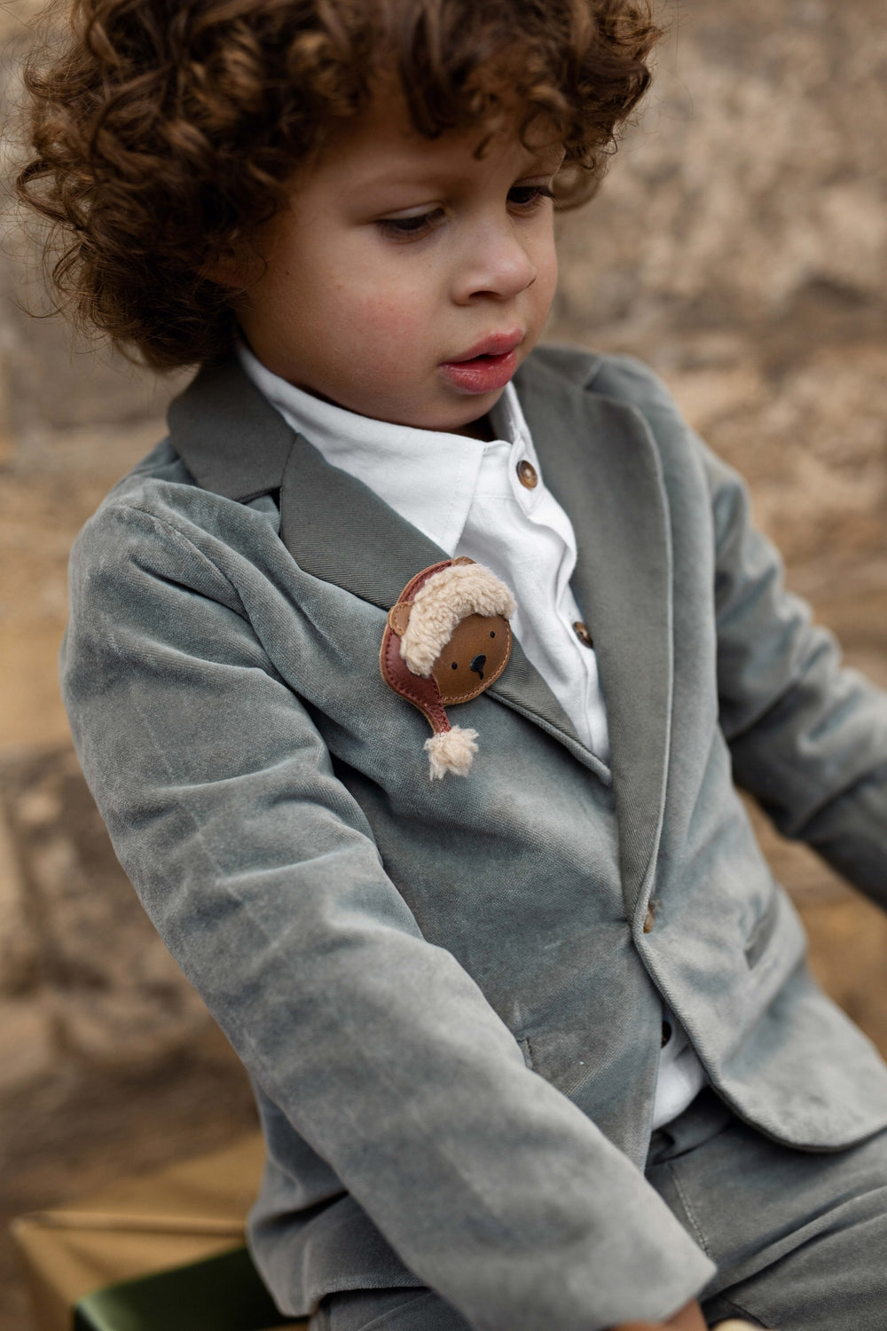 Wonda Hairclip | Christmas Bear | Cognac Classic Leather