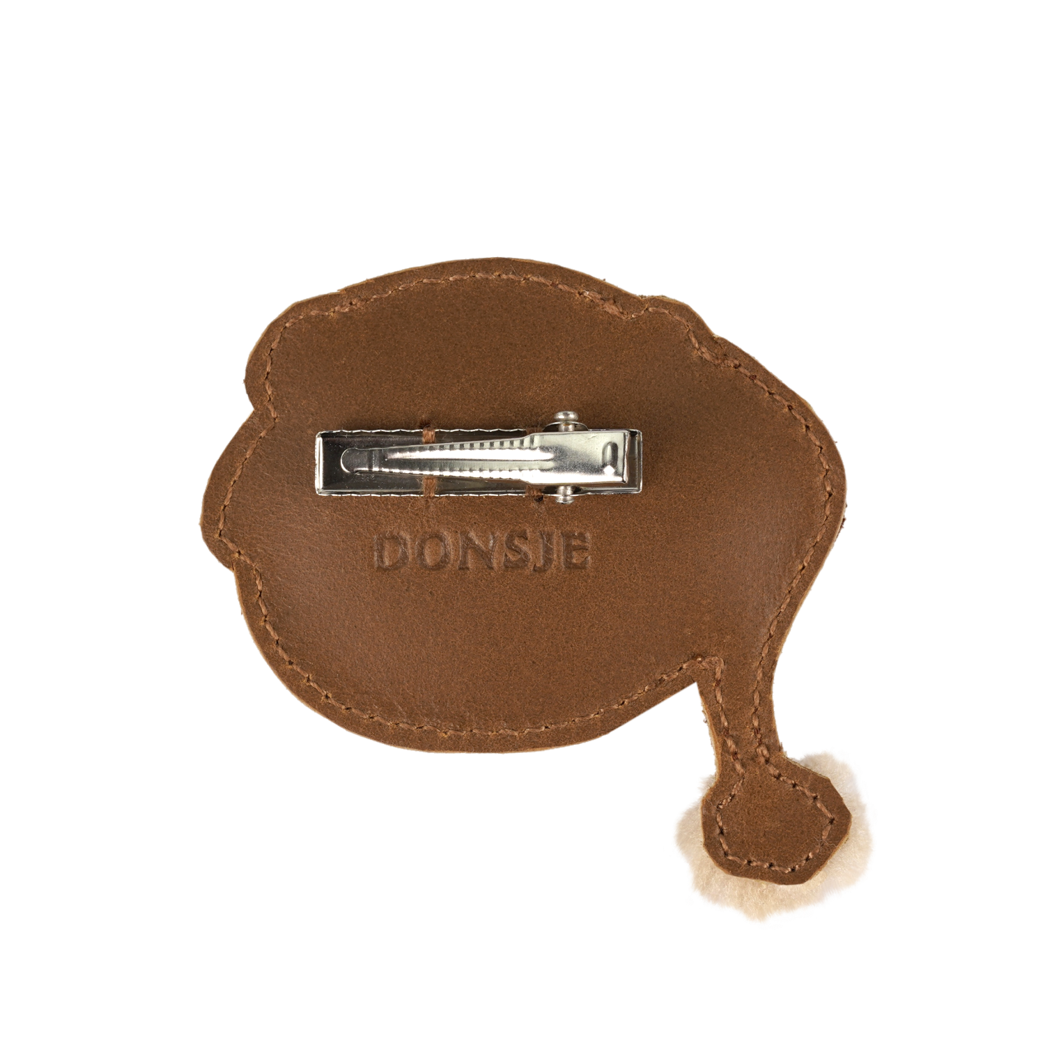 Wonda Hairclip | Christmas Bear | Cognac Classic Leather