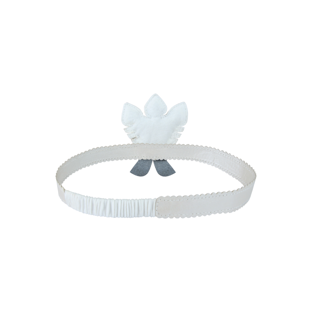 Vellie Headband | Feathers | Off White Metallic Leather