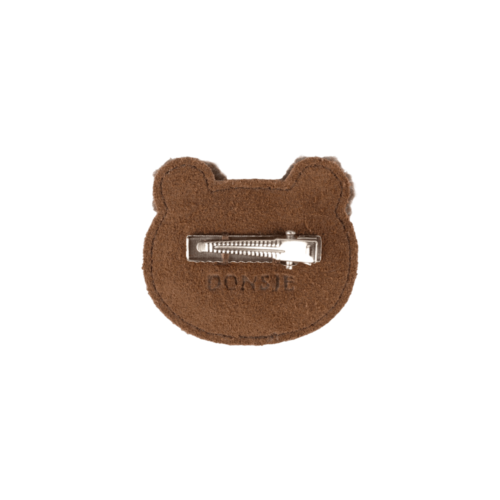 Pouty Clip | Fluffy Bear | Teddy Brown Suede
