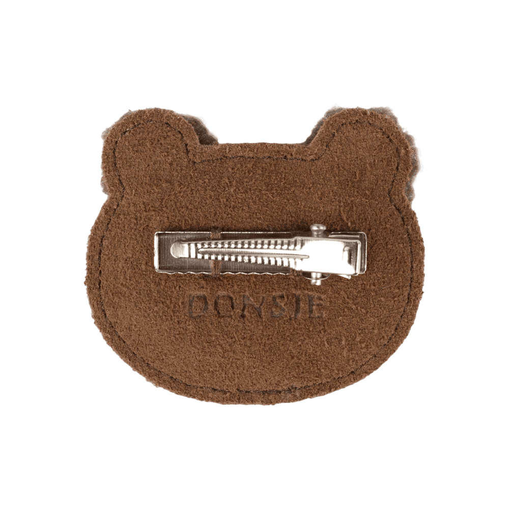 Pouty Clip | Fluffy Bear | Teddy Brown Suede