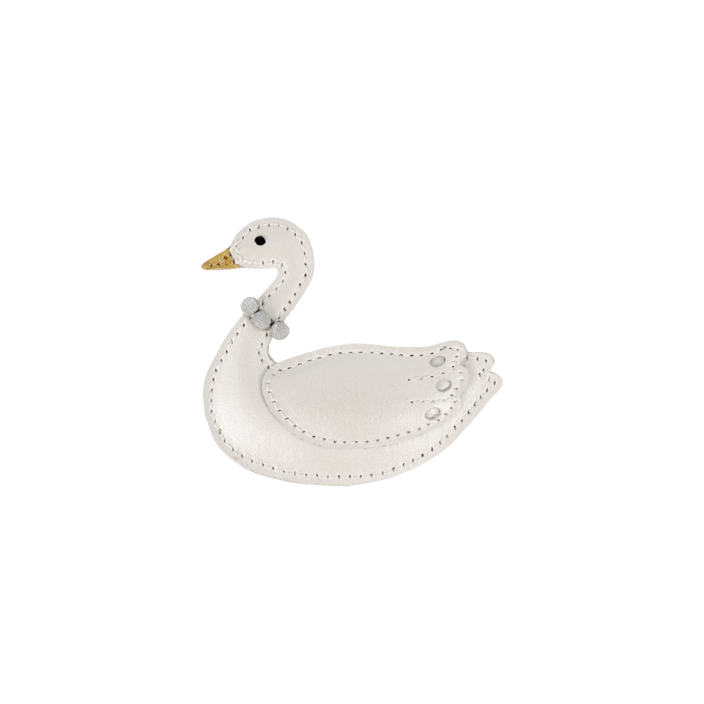 Shimmer Swan Clip | Off White Metallic Leather