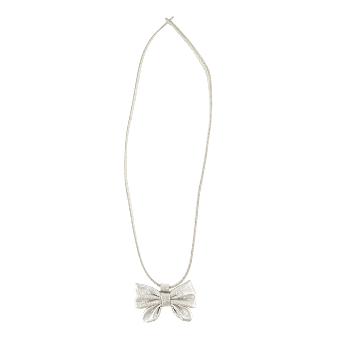 Dieny Necklace | Bow | Off White Metallic Leather
