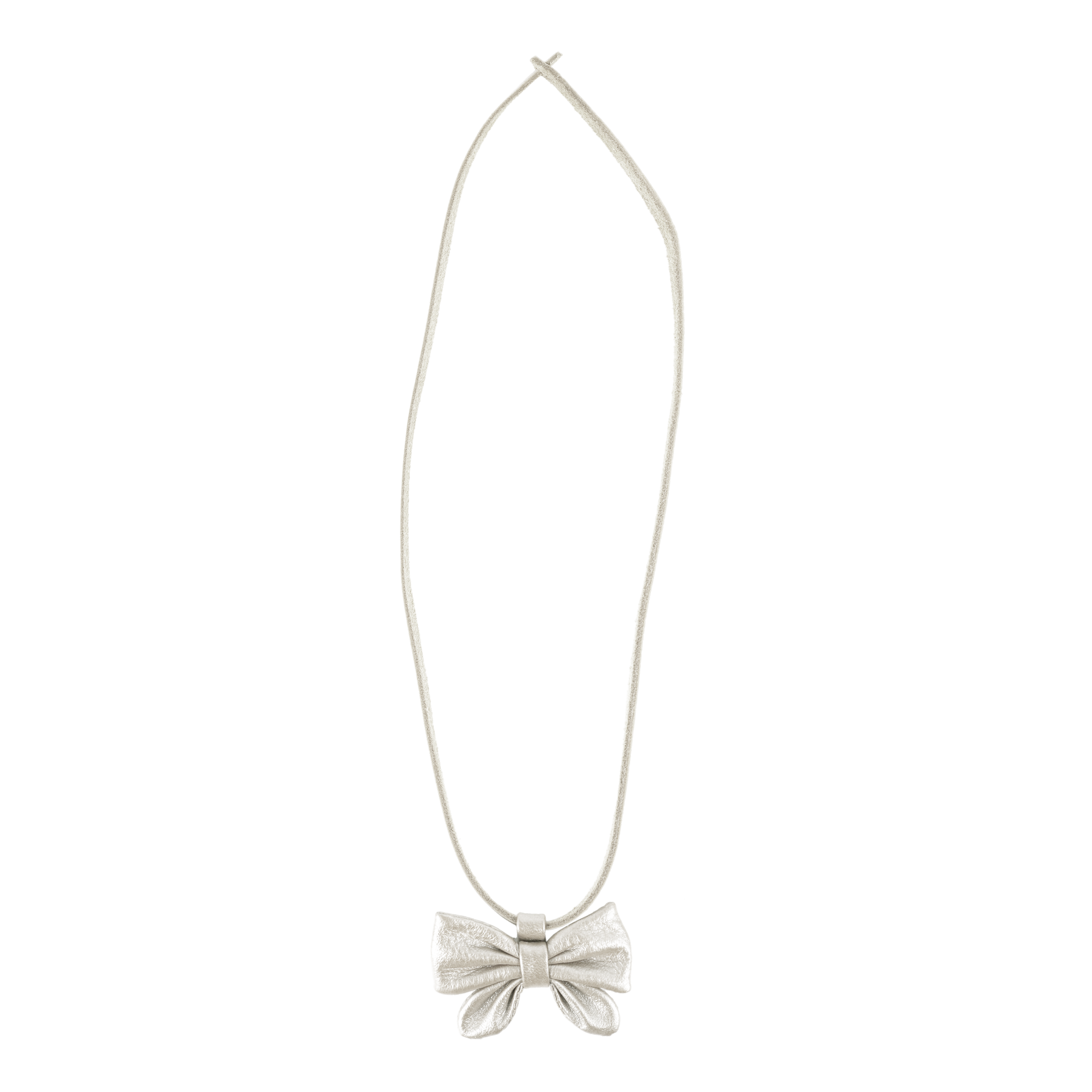 Dieny Necklace | Bow | Off White Metallic Leather