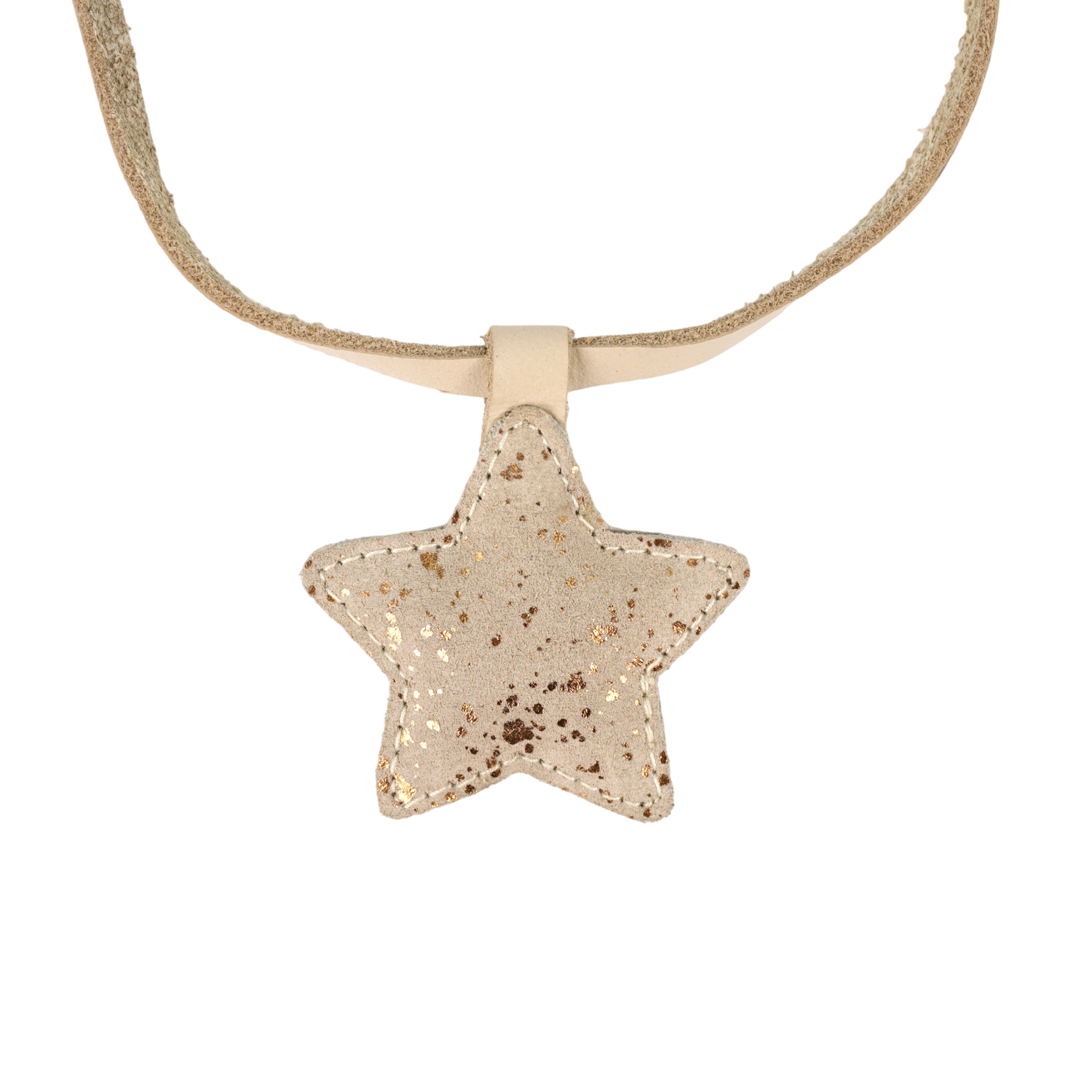 Dieny Necklace | Star | Cream Metallic Suede