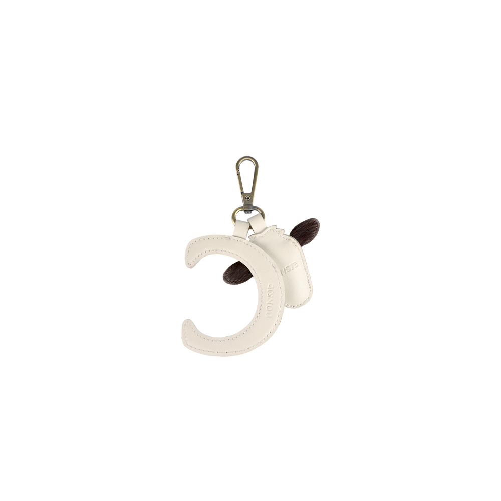 Alphabet Keychain Large | C | Off White Leather
