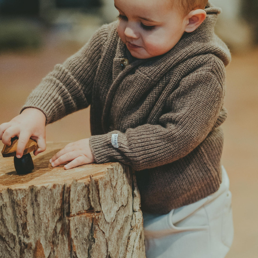Tristan Merino Wool Cardigan | Dark Taupe Melange