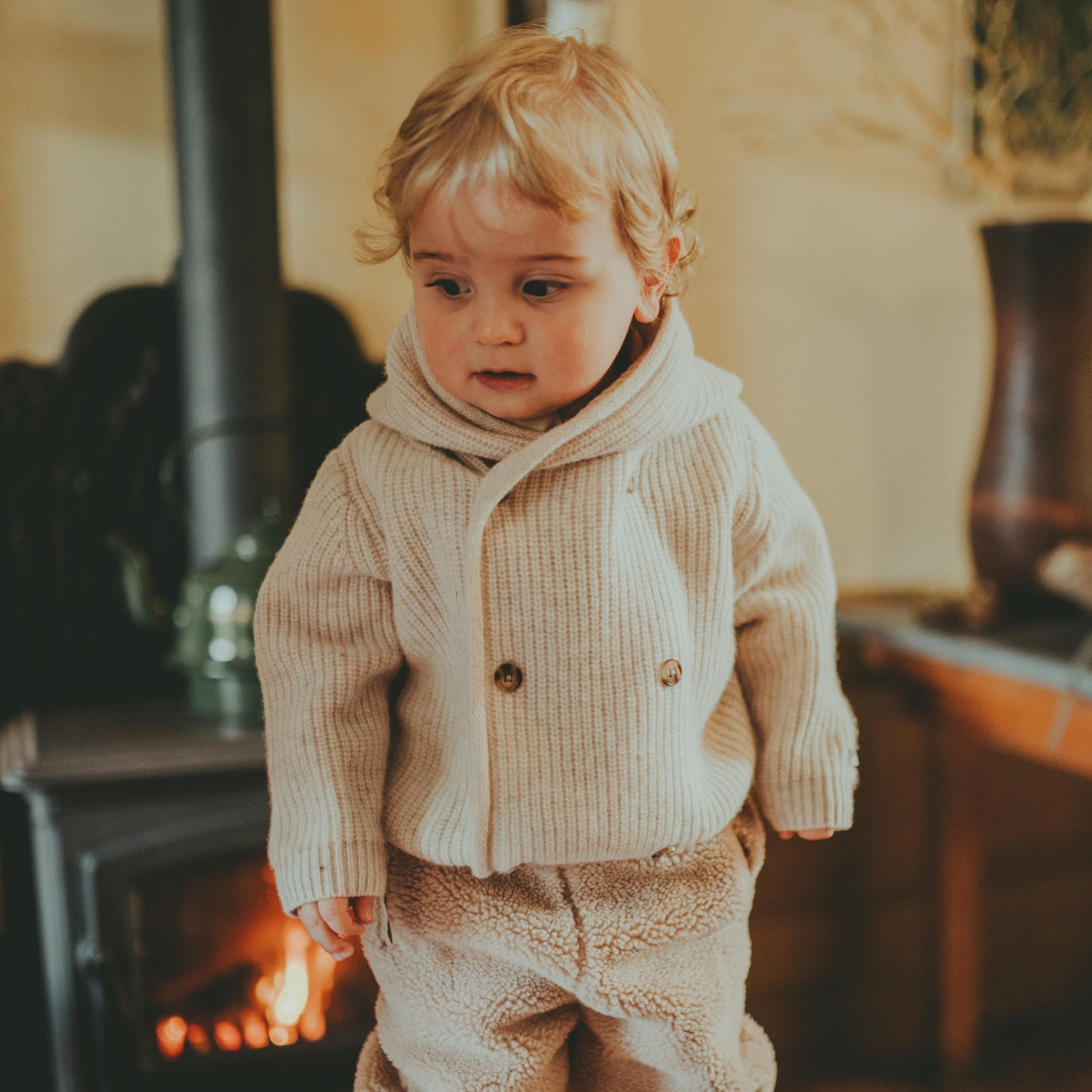 Tristan Merino Wool Cardigan | White Sand Melange