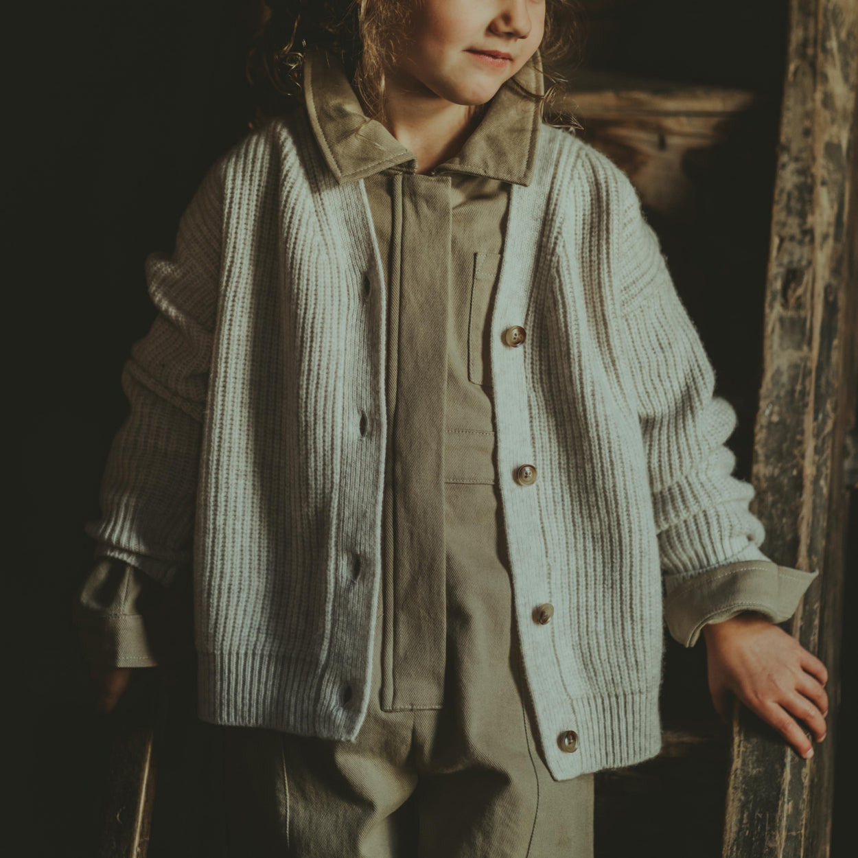 Matu Merino Wool Cardigan | White Sand Melange