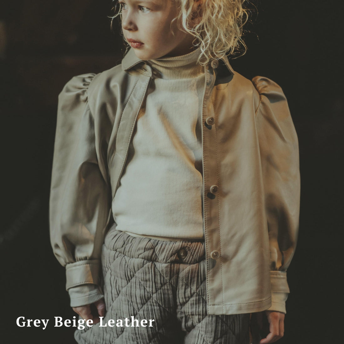 Boa Leather Blouse | Light Beige Leather