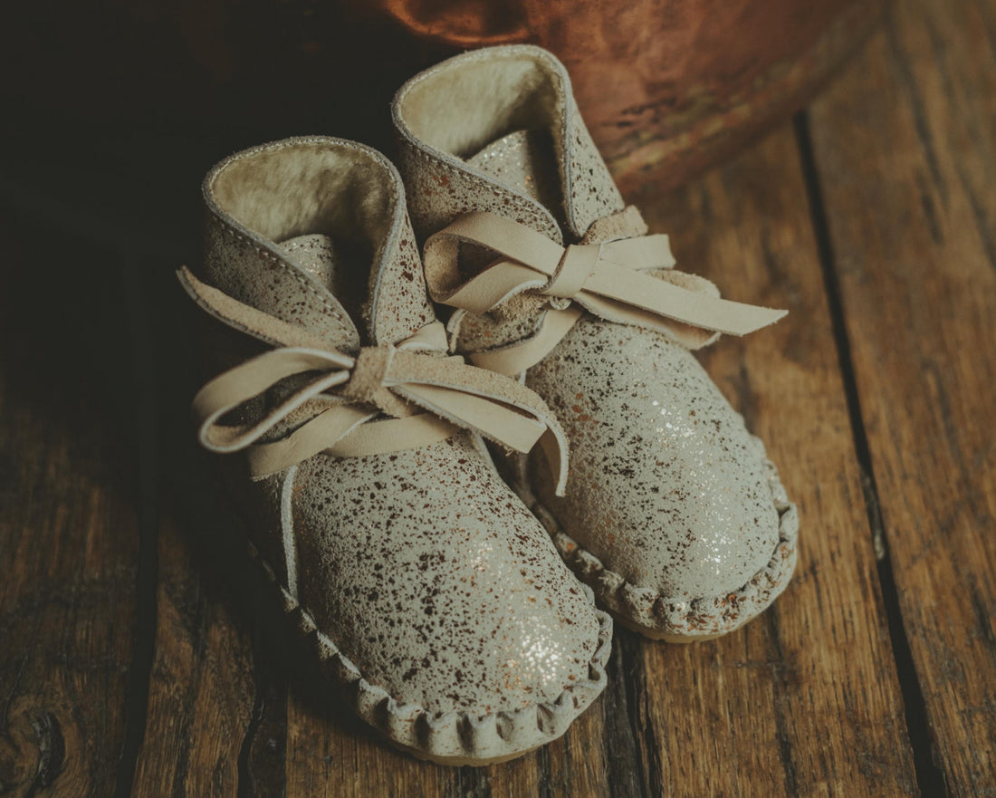 Pina Exclusive Booties | Cream Metallic Suede