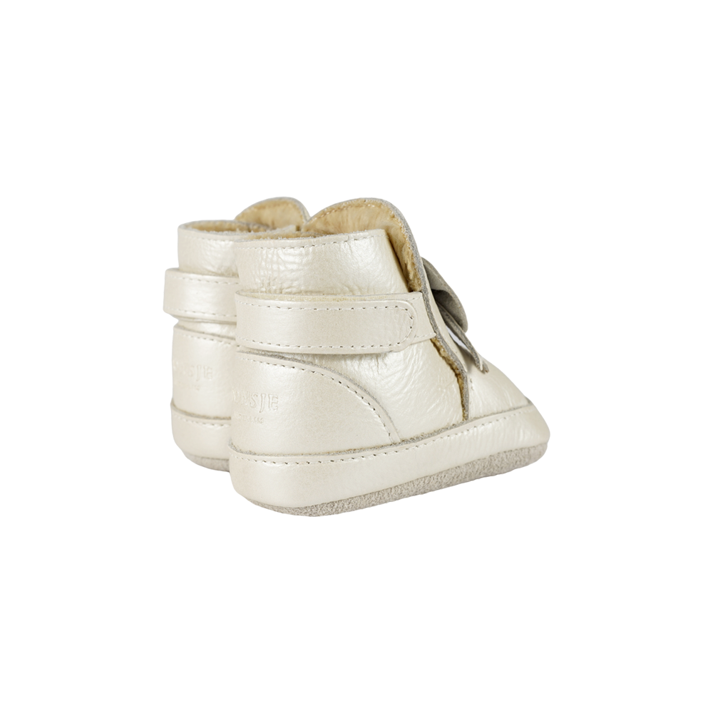 Cubow Booties | Off White Metallic Leather