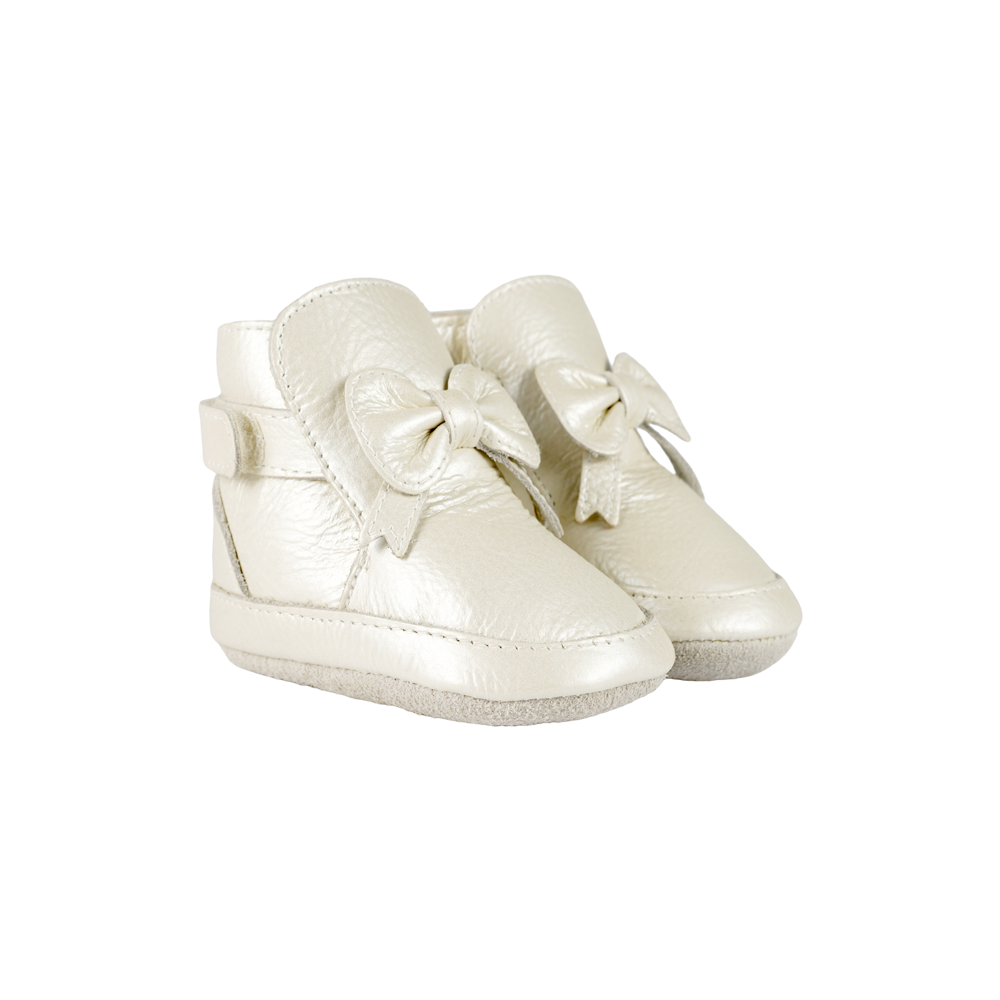 Cubow Booties | Off White Metallic Leather