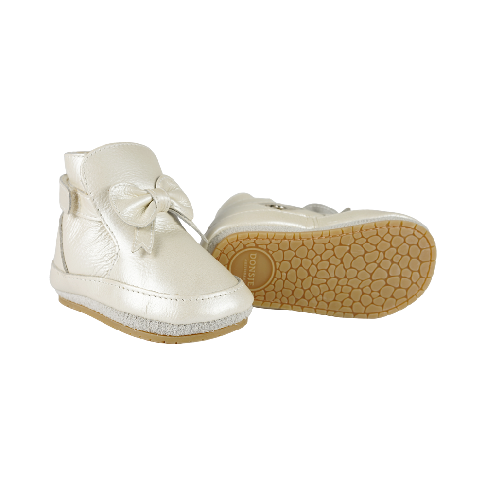 Cubow Booties | Off White Metallic Leather