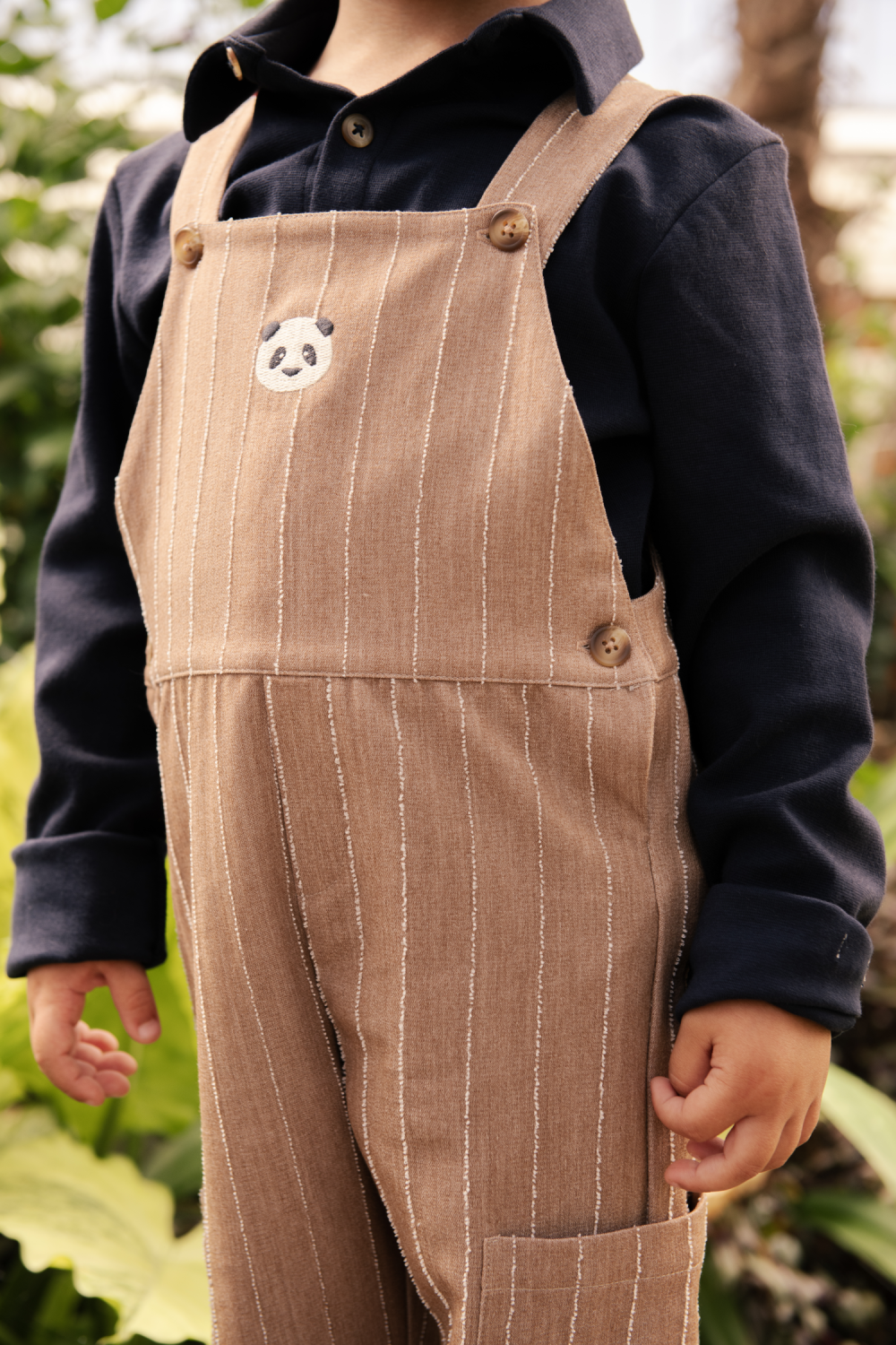 Jareth Overalls | Panda | Milk Chocolate Striped