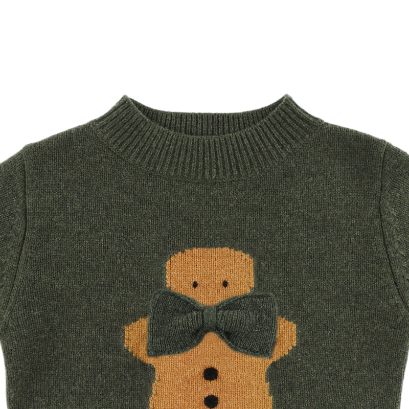 Denn Merino Wool Sweater | Gingerbread | Night Green