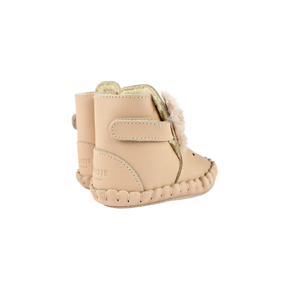 Kapi Exclusive Booties | Fluffy Bunny | Light Rust Leather