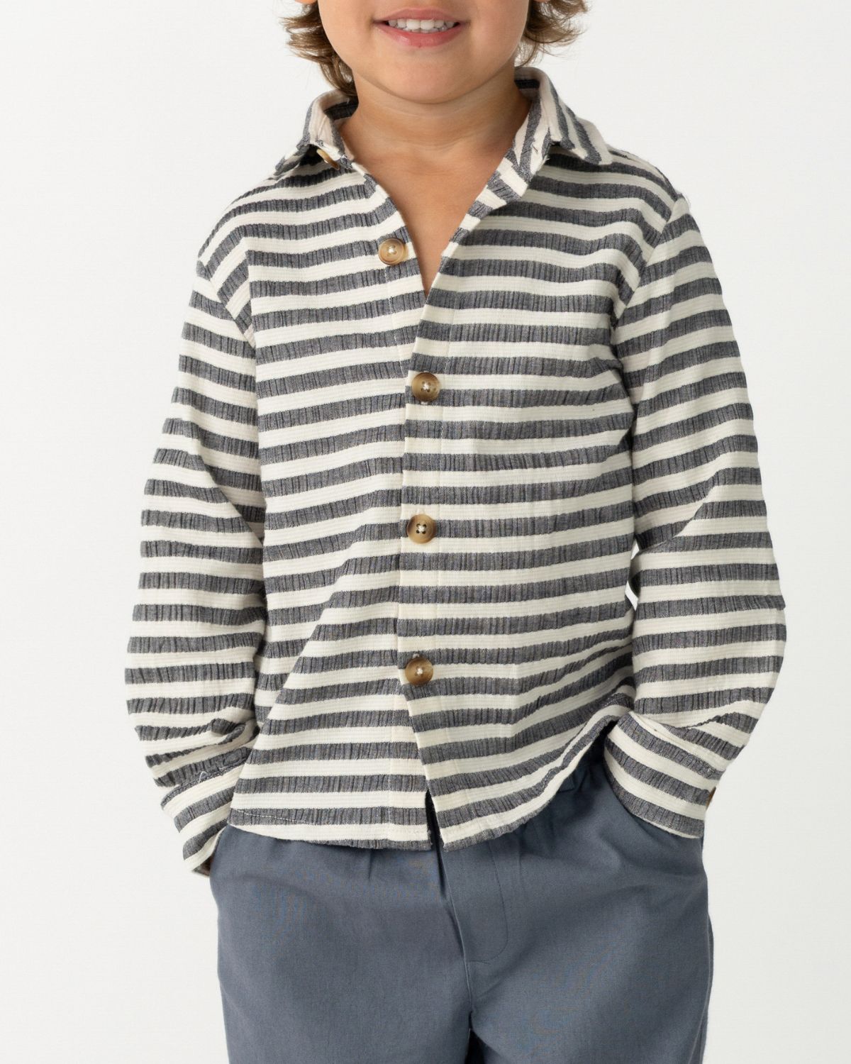 Leom Shirt | Blue Marine - White Striped