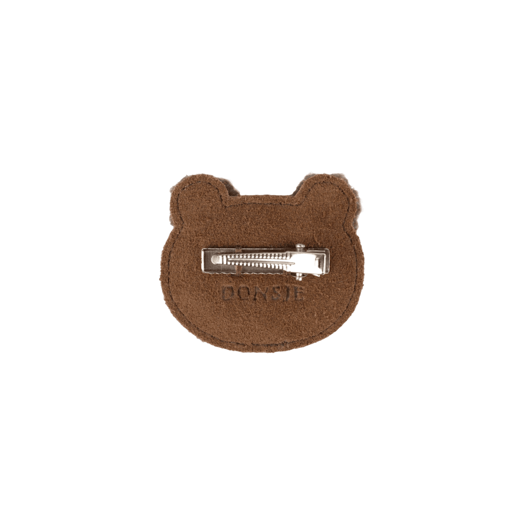 Pouty Clip | Fluffy Bear | Teddy Brown Suede