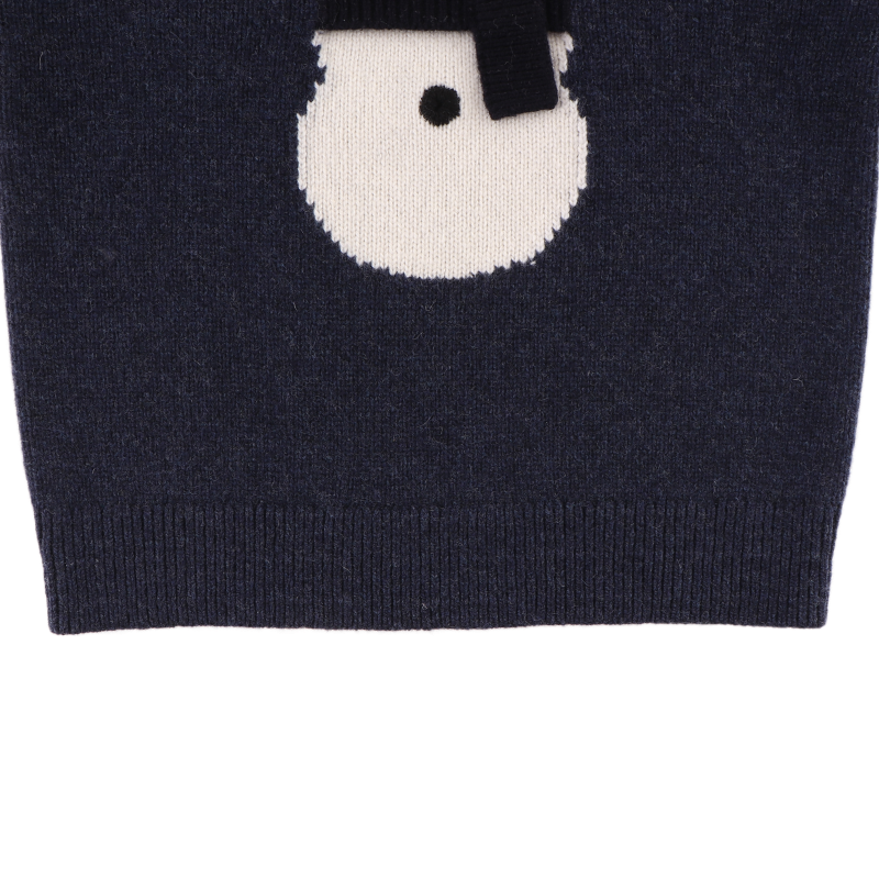 Denn Merino Wool Sweater | Snowman | Blue Marine Melange