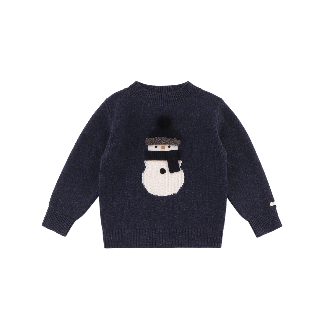 Denn Merino Wool Sweater | Snowman | Blue Marine Melange