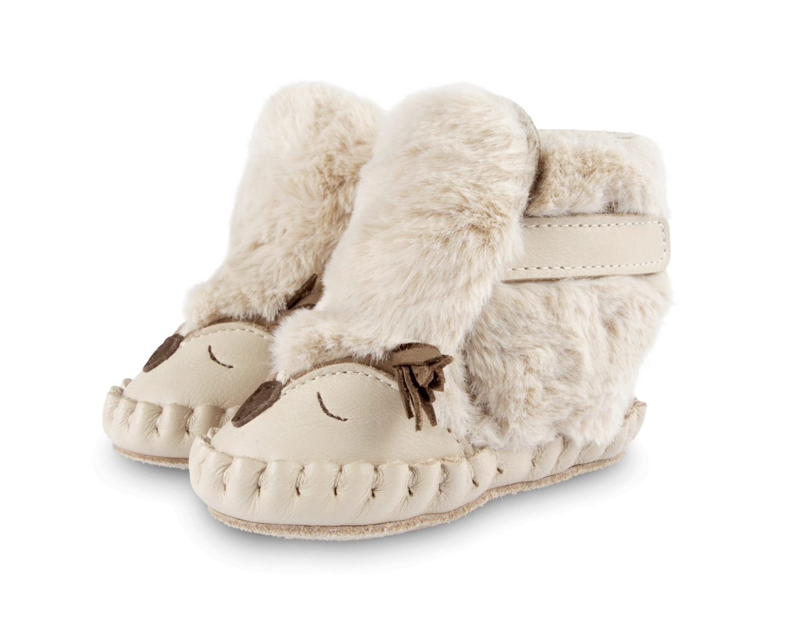 Kapi Exclusive Booties | Owl | Light Beige Soft Faux Fur