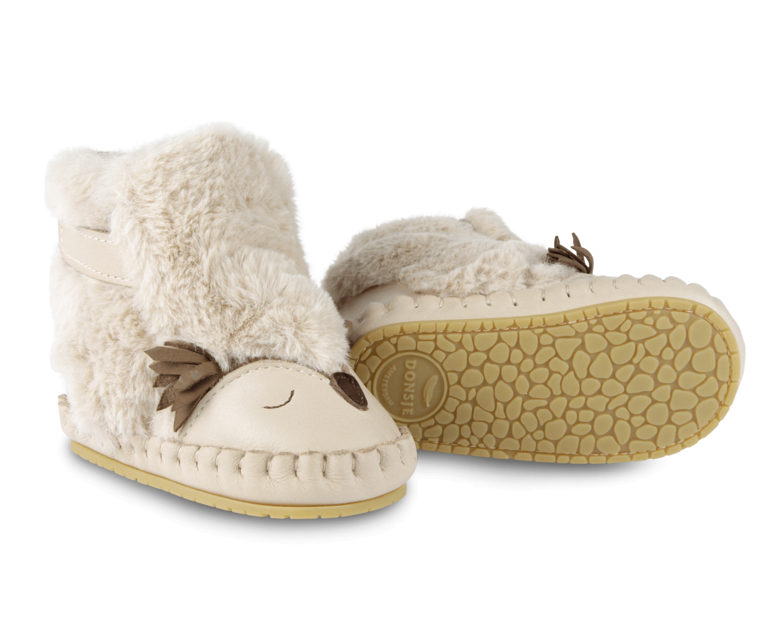 Kapi Exclusive Booties | Owl | Light Beige Soft Faux Fur