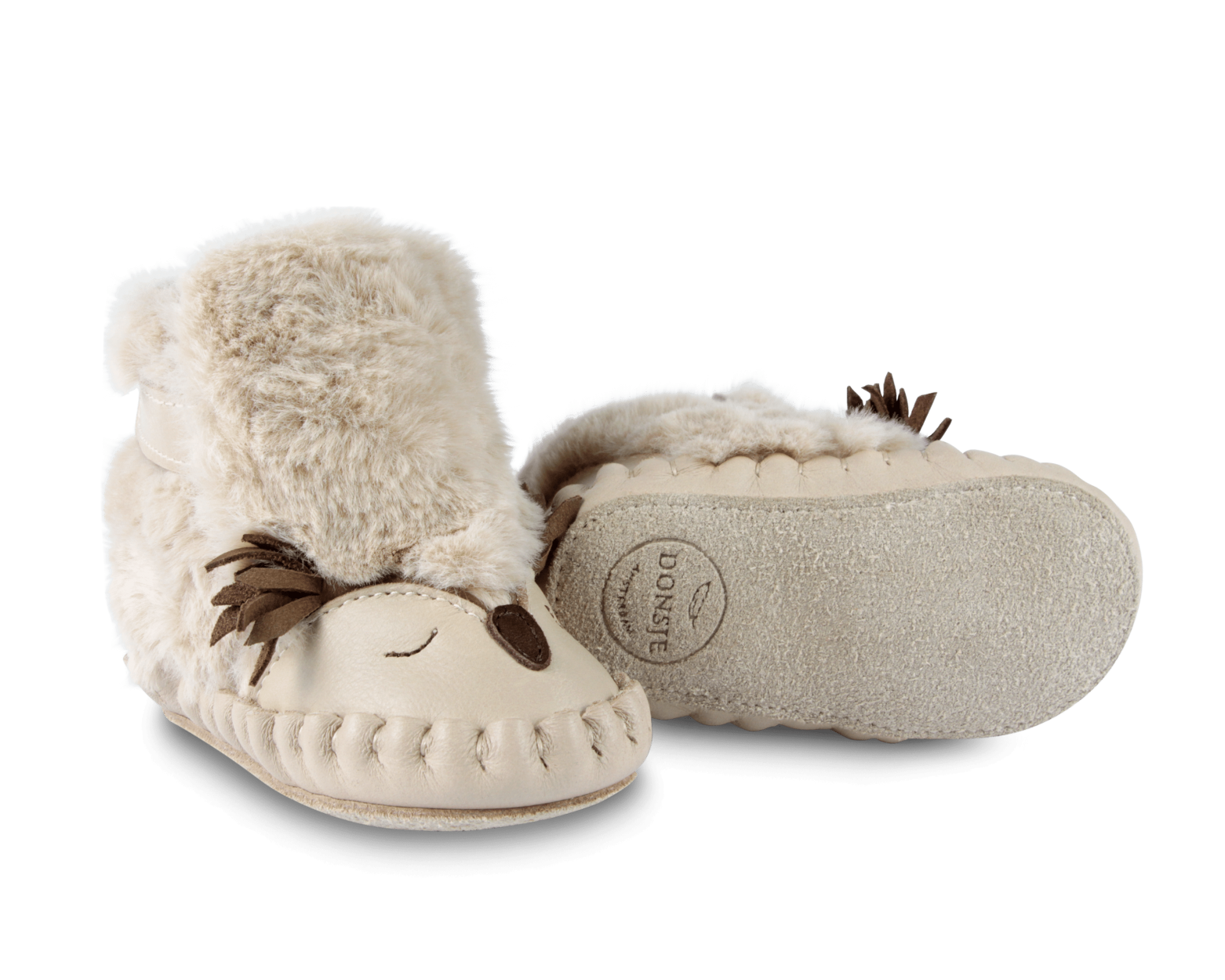 Kapi Exclusive Booties | Owl | Light Beige Soft Faux Fur
