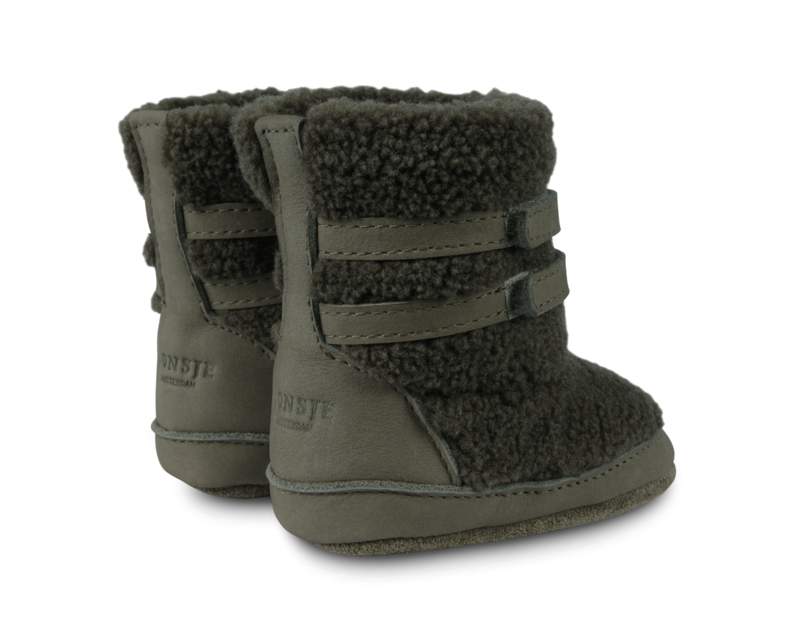 Larisso Booties | Stone Curly Faux Fur