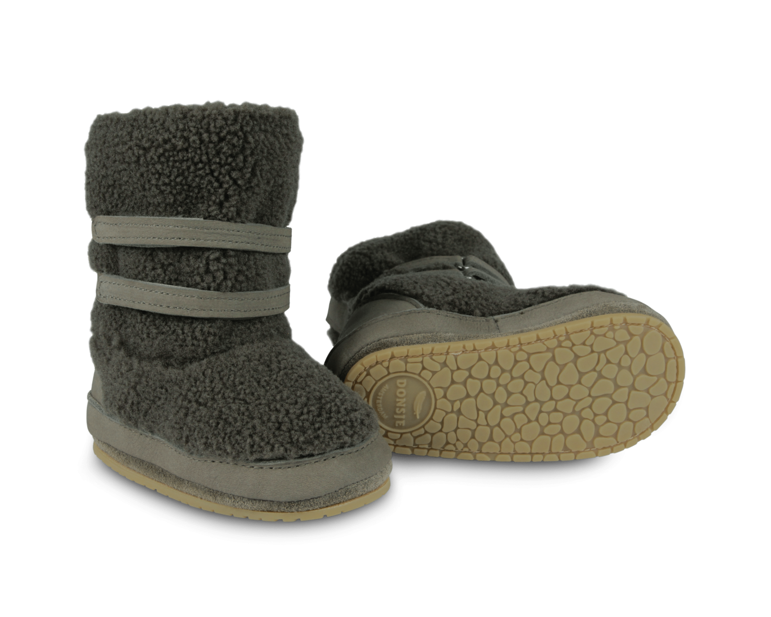 Larisso Booties | Stone Curly Faux Fur