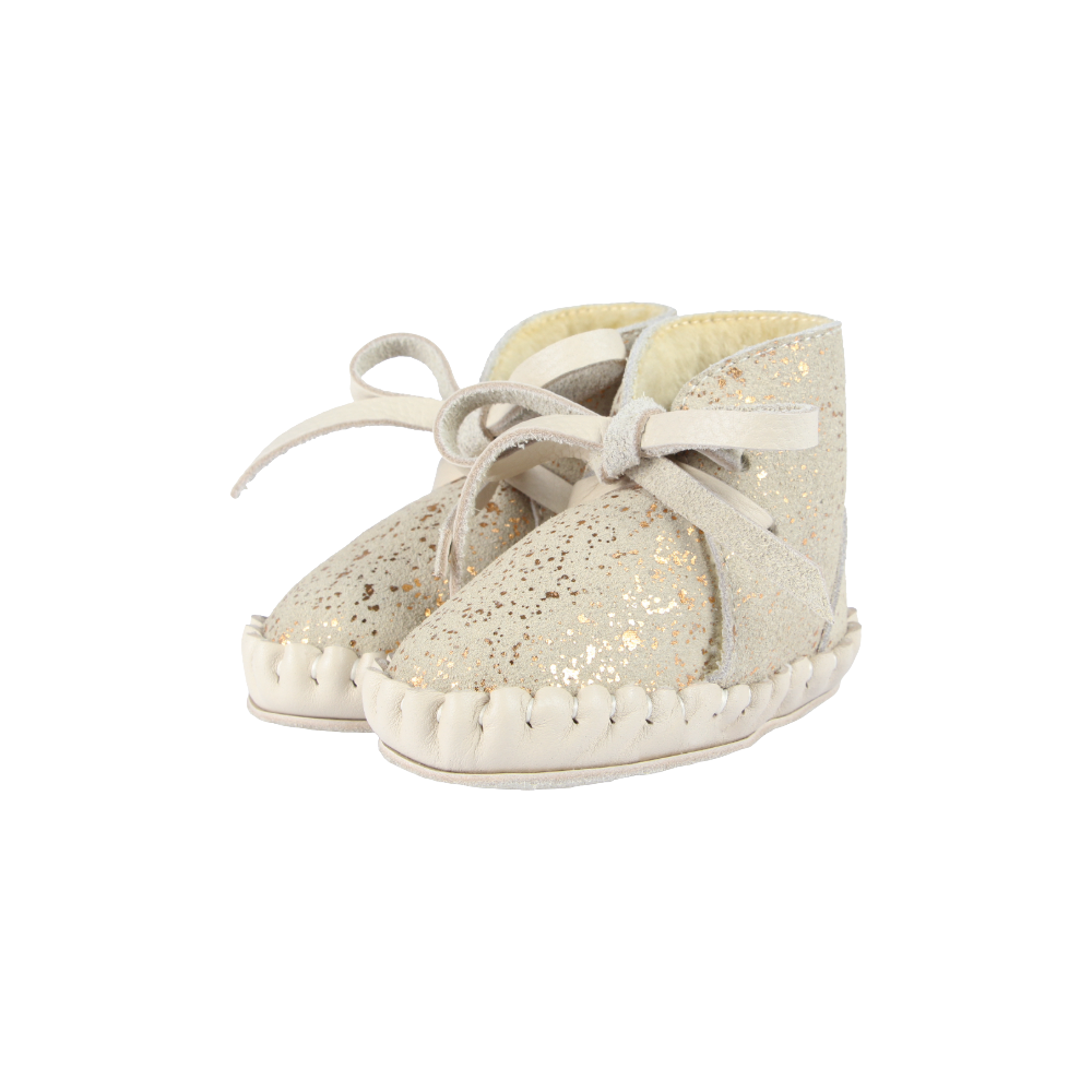 Pina Exclusive Booties | Cream Metallic Suede