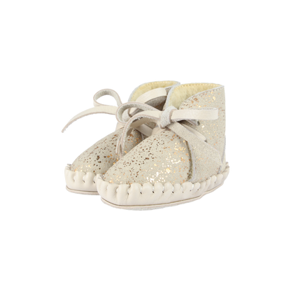 Pina Exclusive Booties | Cream Metallic Suede