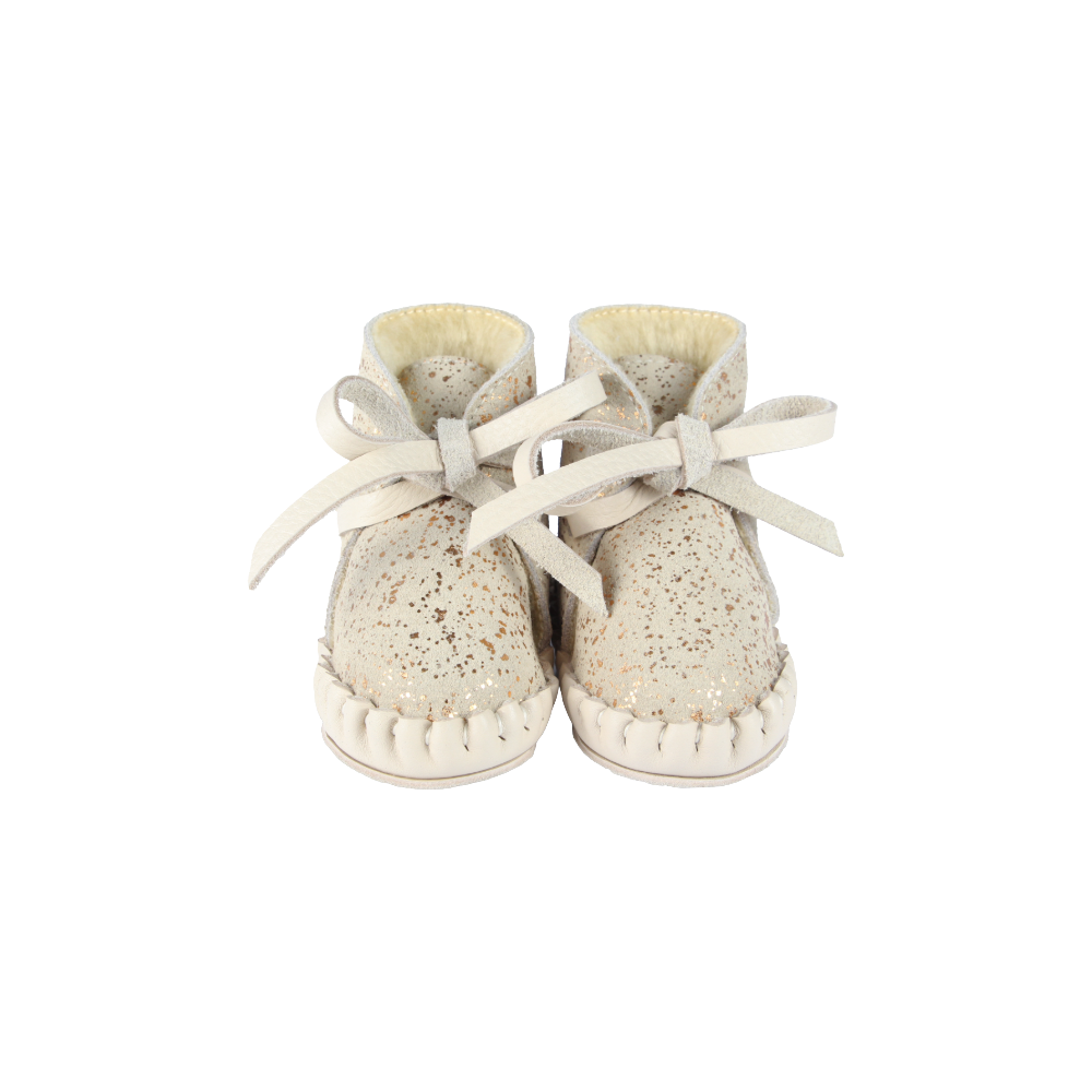 Pina Exclusive Booties | Cream Metallic Suede