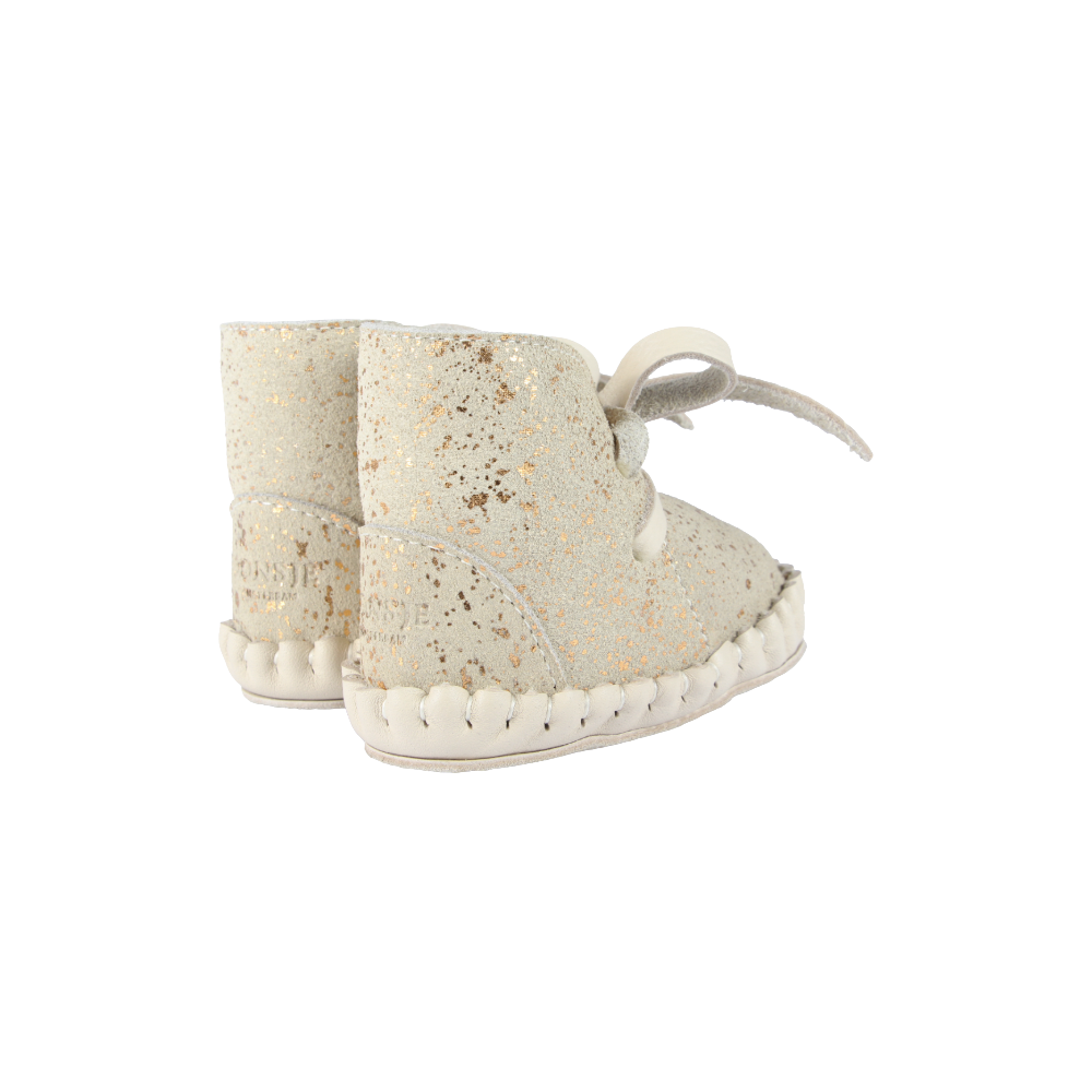 Pina Exclusive Booties | Cream Metallic Suede