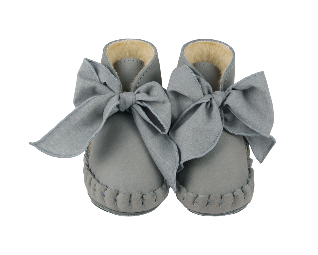 Pina Organza Booties | Grey Nubuck + Grey Cotton