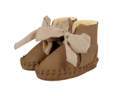 Pina Organza Booties | Hazelnut Nubuck + Mocha Cotton