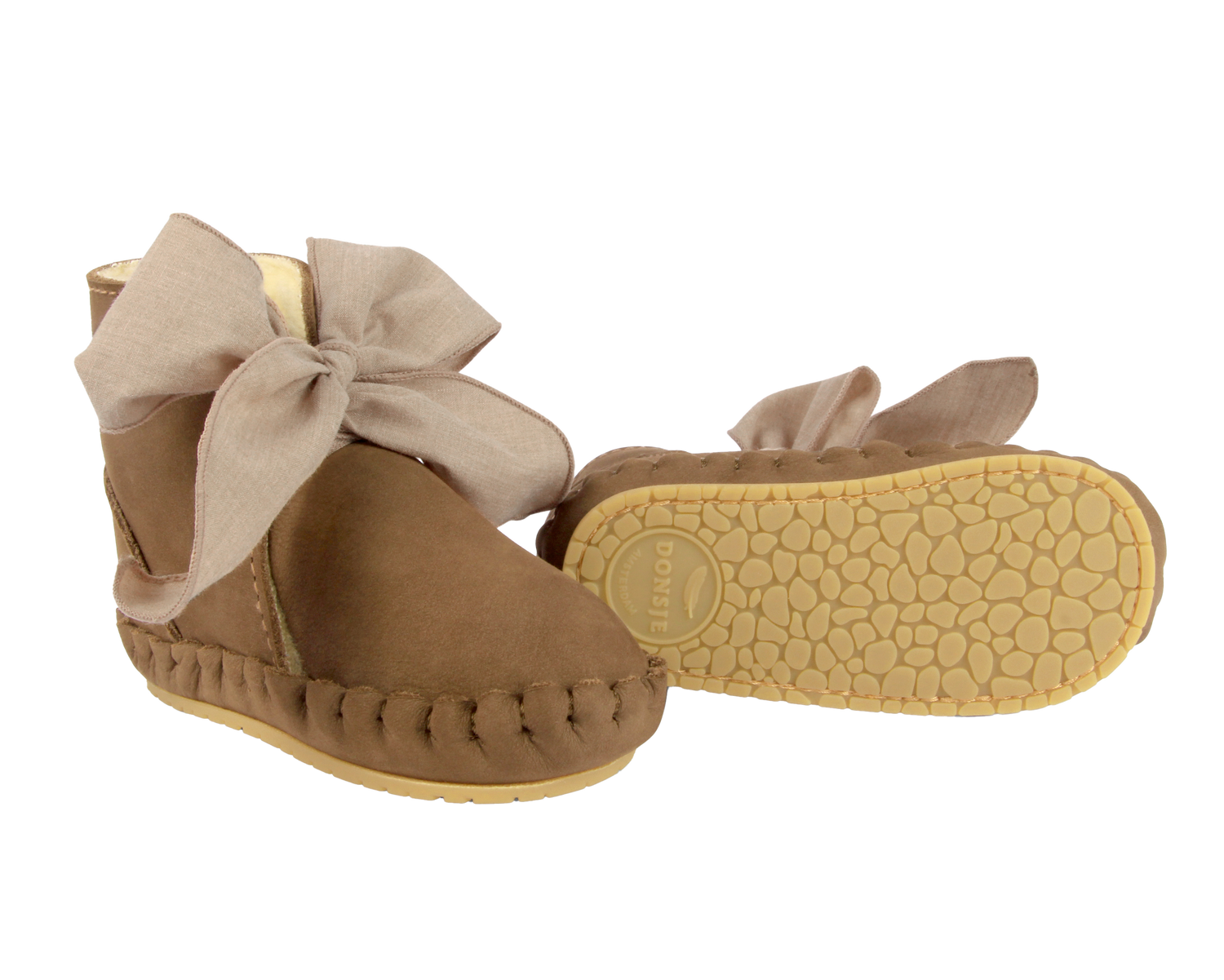 Pina Organza Booties | Hazelnut Nubuck + Mocha Cotton