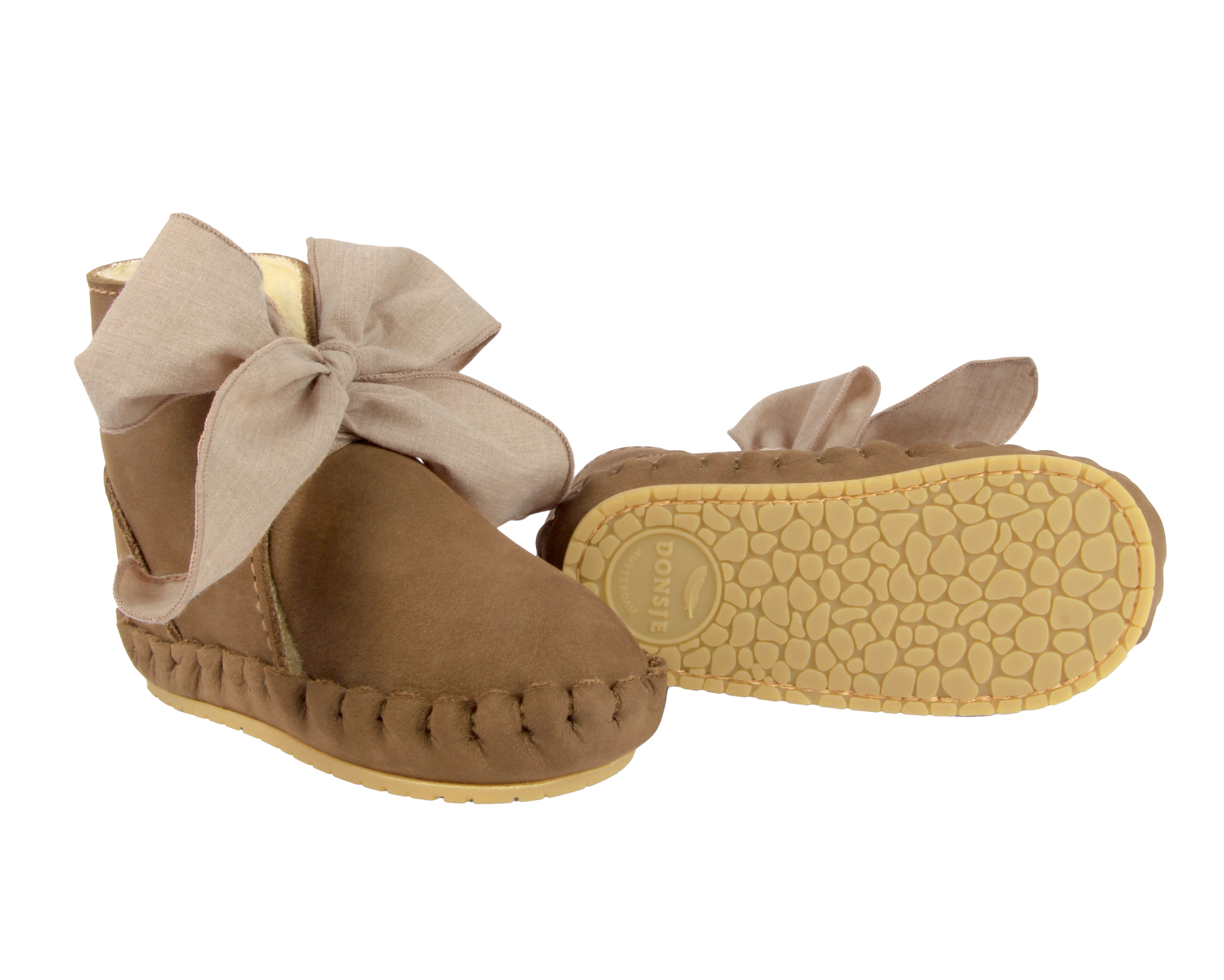 Pina Organza Booties | Hazelnut Nubuck + Mocha Cotton