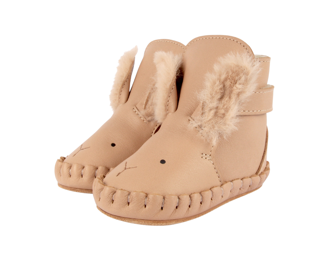 Kapi Exclusive Booties | Fluffy Bunny | Light Rust Leather