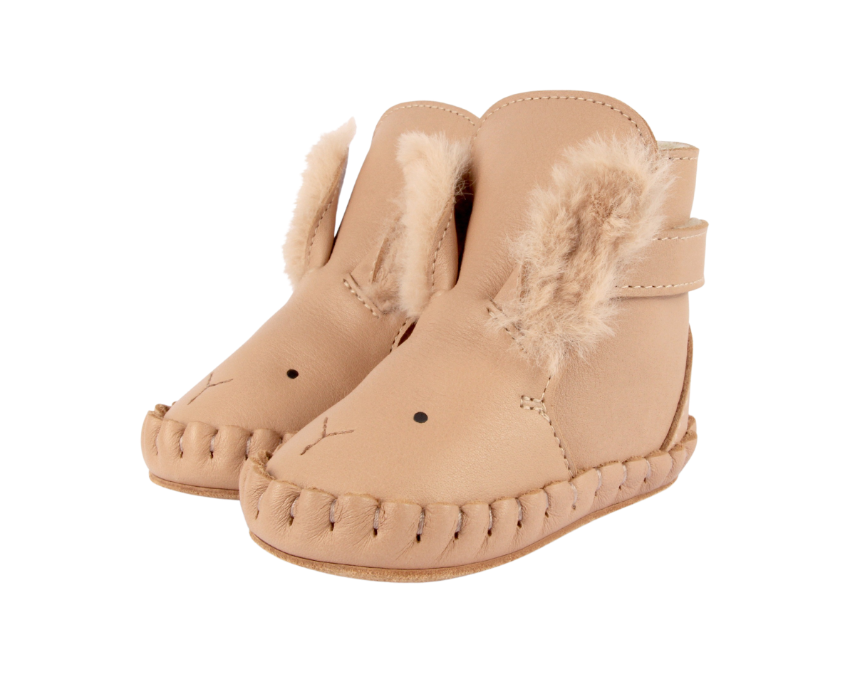 Kapi Exclusive Booties | Fluffy Bunny | Light Rust Leather