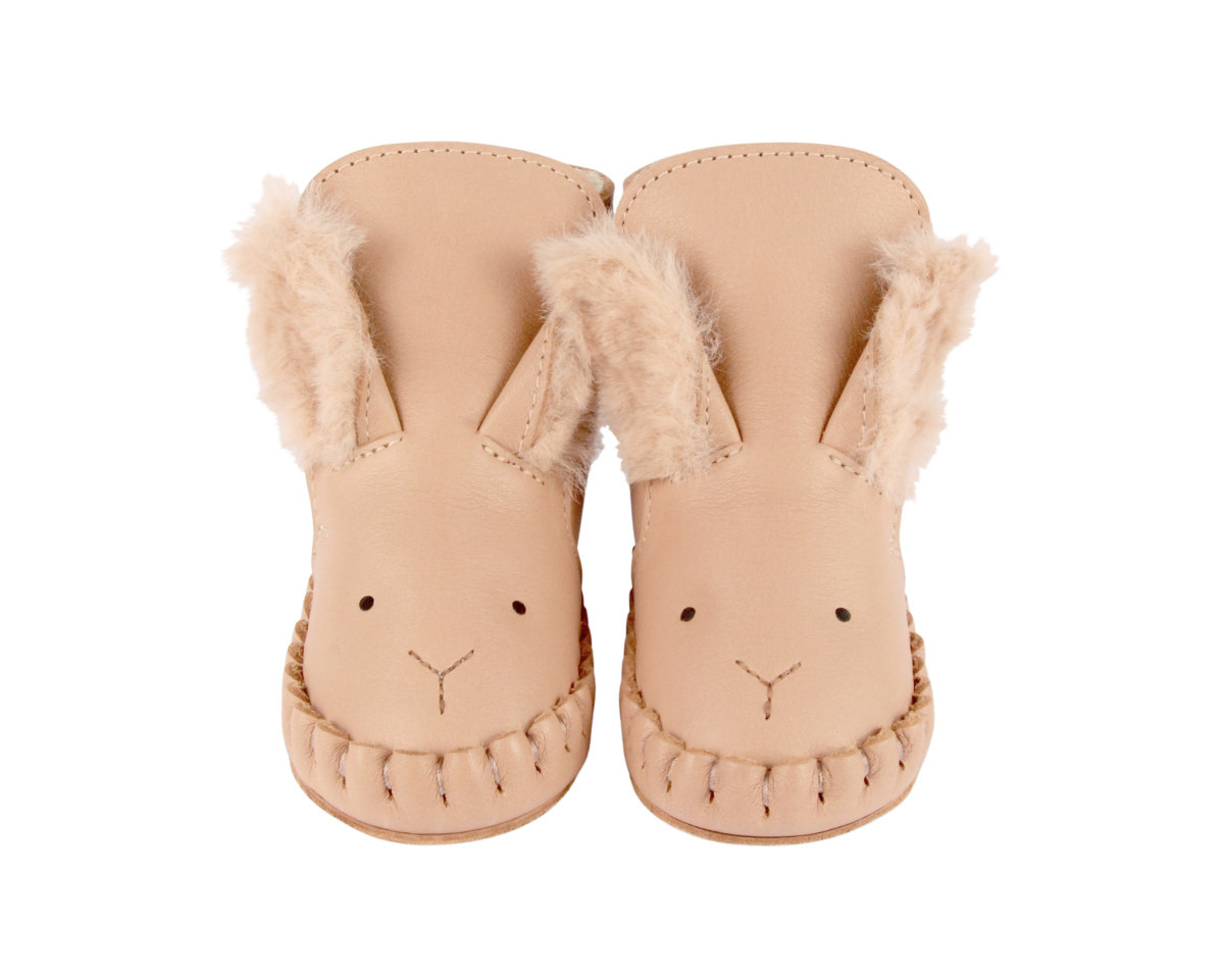 Kapi Exclusive Booties | Fluffy Bunny | Light Rust Leather