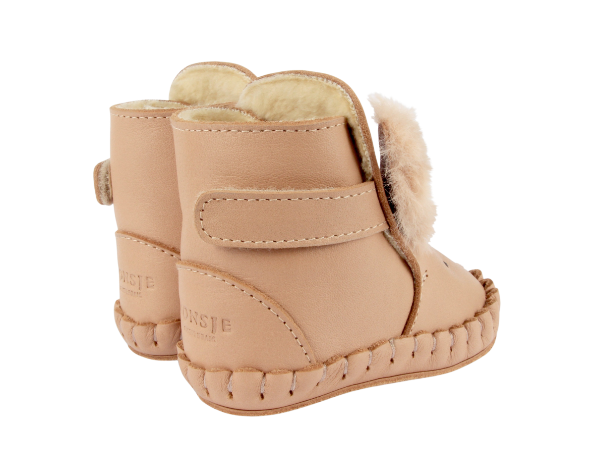 Kapi Exclusive Booties | Fluffy Bunny | Light Rust Leather