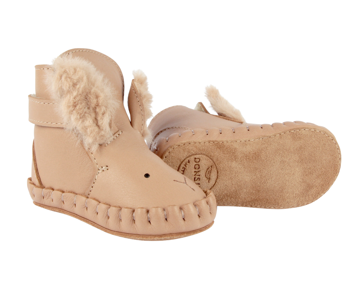 Kapi Exclusive Booties | Fluffy Bunny | Light Rust Leather