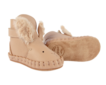 Kapi Exclusive Booties | Fluffy Bunny | Light Rust Leather