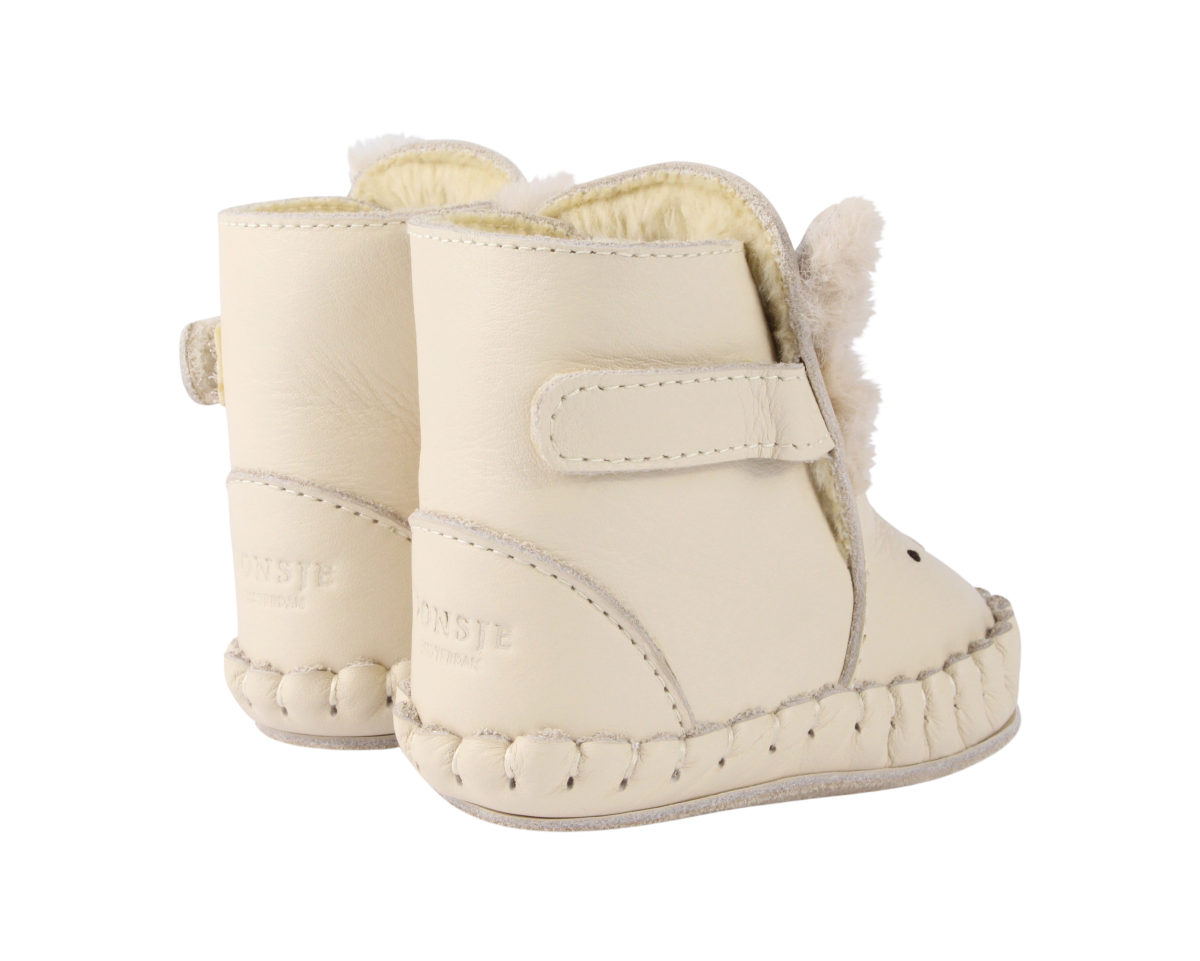 Kapi Exclusive Booties | Rabbit | Cream Leather