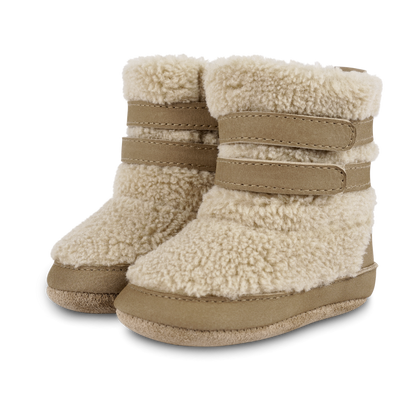 Larisso Booties | Beige Curly Faux Fur