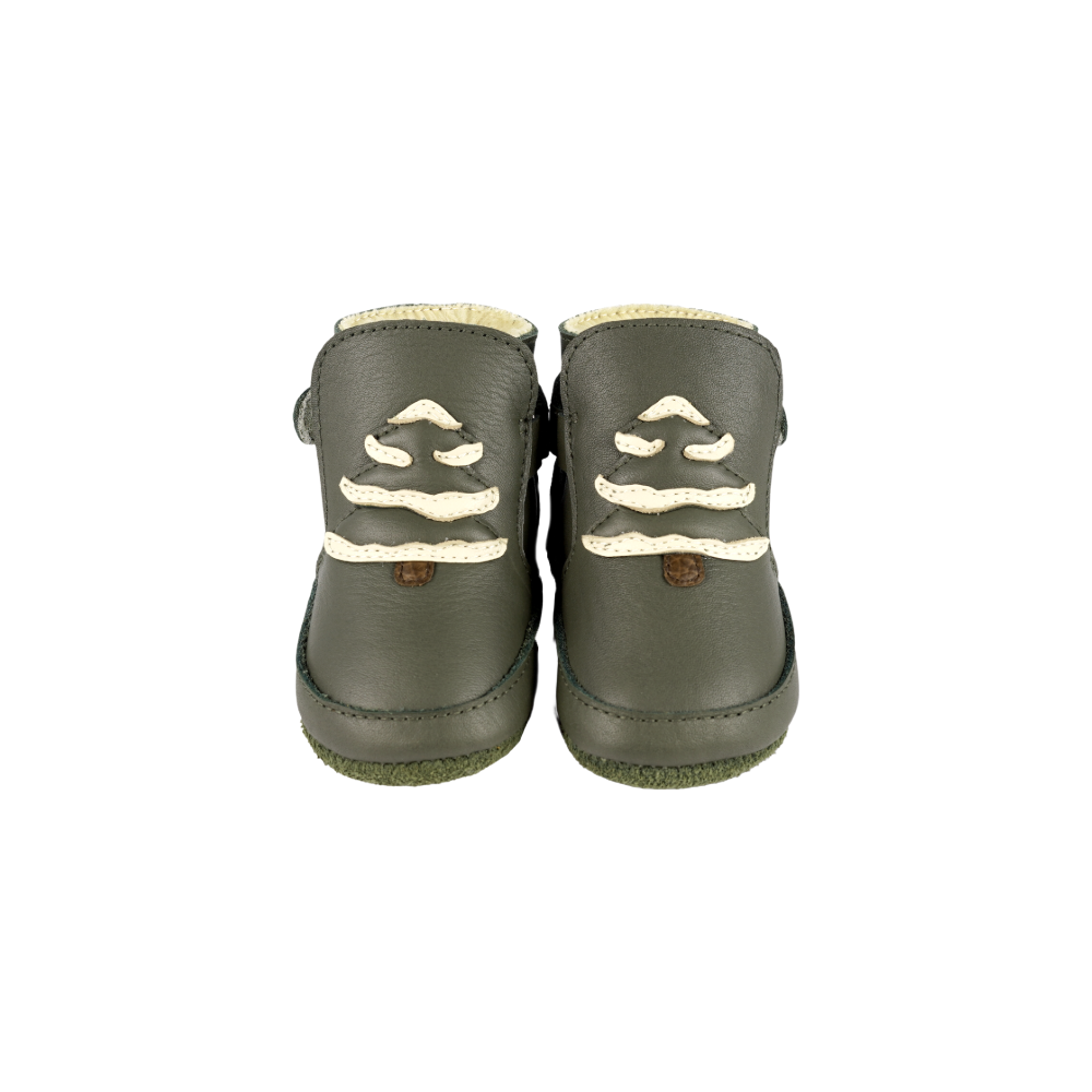 Aggas Booties | Christmas Tree | Olive Leather