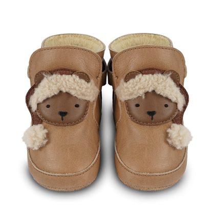 Aggas Booties | Christmas Bear | Nutmeg Leather