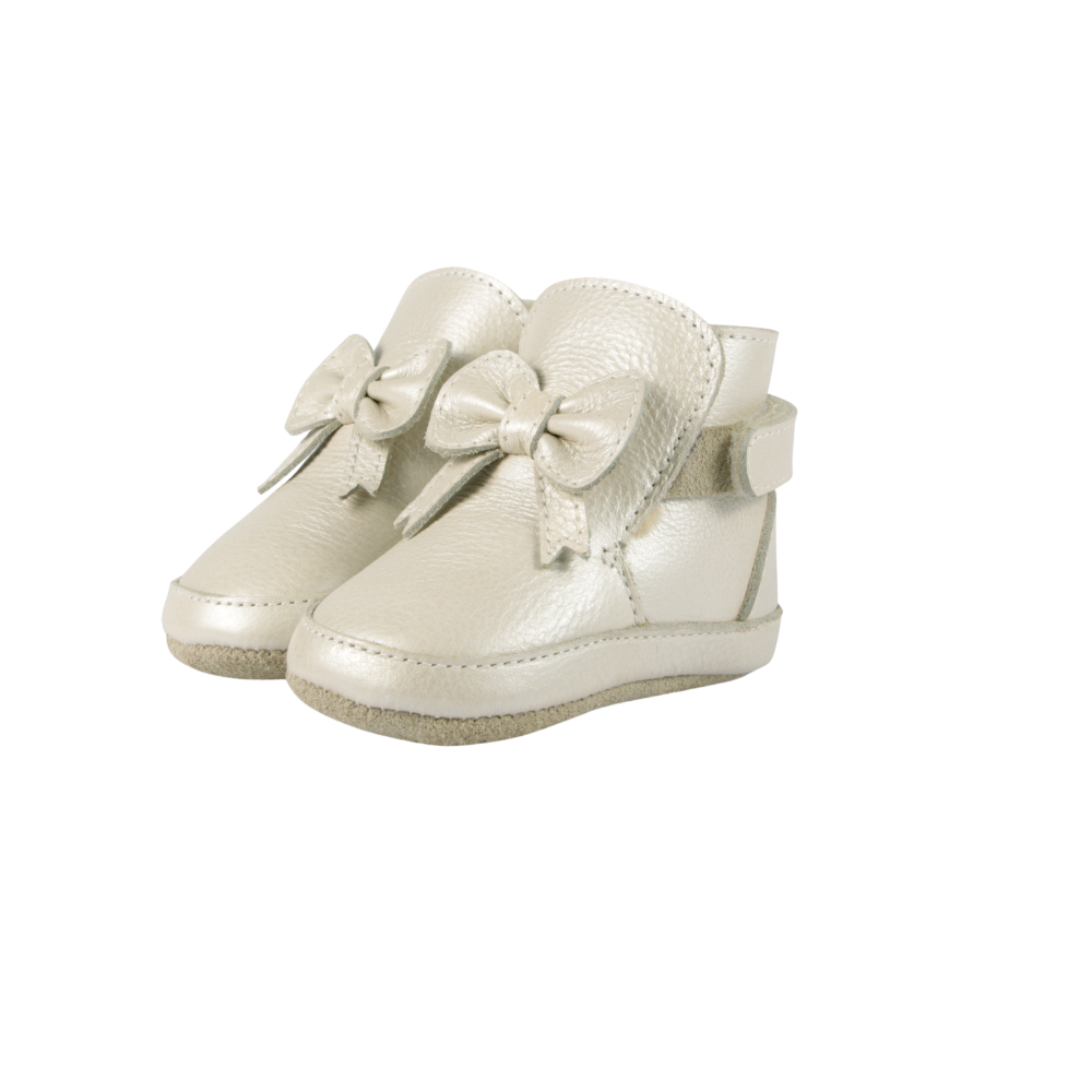 Cubow Booties | Off White Metallic Leather