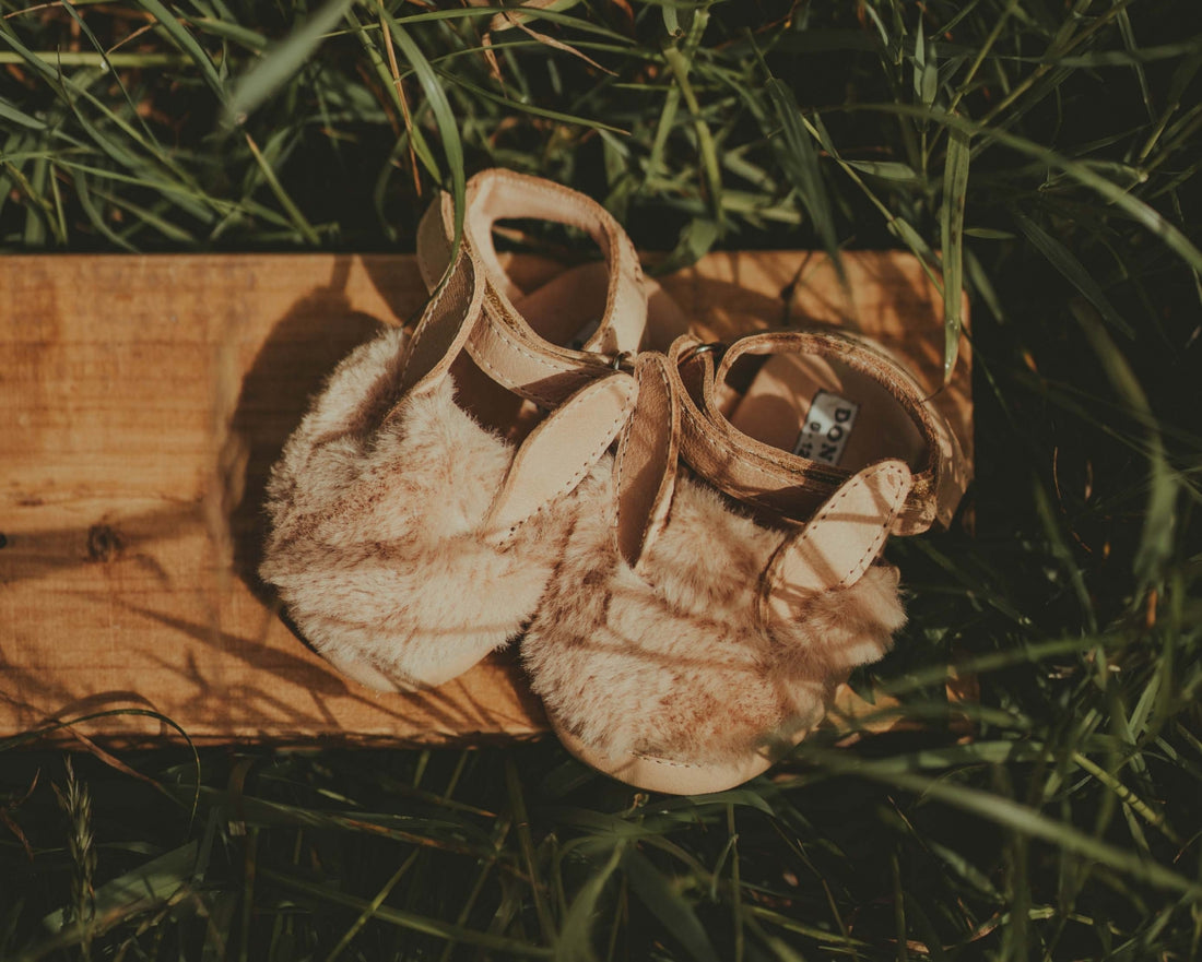 Romi Sandals | Fluffy Bunny | Light Rust Leather